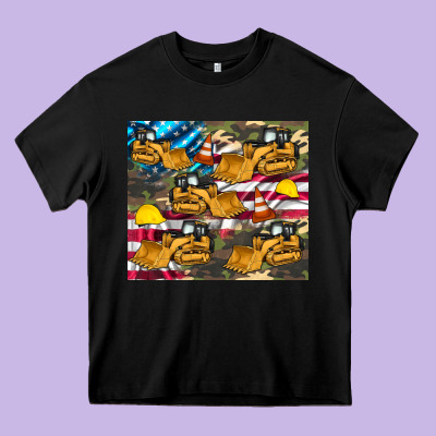 Bulldozer Camouflage American Flag Heavy Core Tee Designed By Artiststas