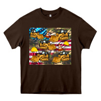 Chocolate Brown bulldozer camouflage american flag Heavy Core Tee - Artiststas