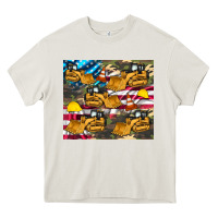 Cream bulldozer camouflage american flag Heavy Core Tee - Artiststas