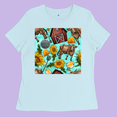 Farm Seamless Pattern Ladies Tee Designed By Bundleandbundleshop