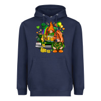 Navy St. Patrick's Day gnomies with heart Heavyweight Hoodie - HowdyJamesFarm