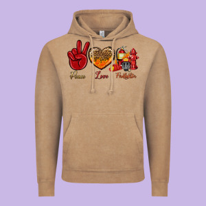 Peace Love Firefighter Vintage Hoodie Designed By Nancycooperartshop