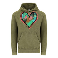 Vintage Olive Feather Heart Vintage Hoodie - Jasminsmagicworld