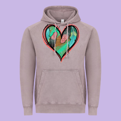 Feather Heart Vintage Hoodie Designed By Jasminsmagicworld