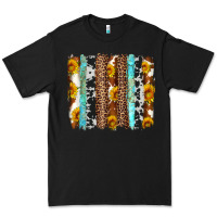 Black western cowhide leopard turquoise brushstrokes Premium Tee - Artiststas