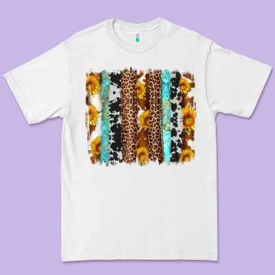 Western Cowhide Leopard Turquoise Brushstrokes Premium Tee Designed By Artiststas