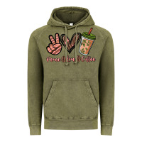 Vintage Olive peace love coffee Vintage Hoodie - NancyCooperArtShop