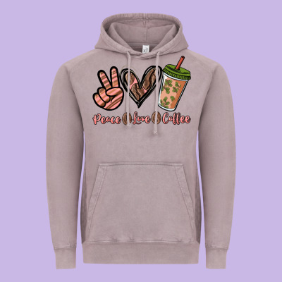 Peace Love Coffee Vintage Hoodie Designed By Nancycooperartshop