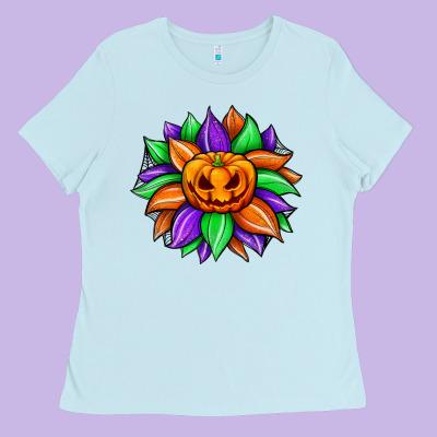 Sunflower Halloween Ladies Tee Designed By Jahusdesignshop