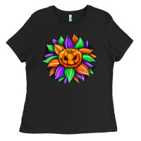 Black sunflower halloween Ladies Tee - JahusDesignShop