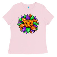 Bubblegum Pink sunflower halloween Ladies Tee - JahusDesignShop