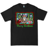 Black merry christmas western bull skull Premium Tee - AdoDesignShop