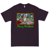 Plum merry christmas western bull skull Premium Tee - AdoDesignShop