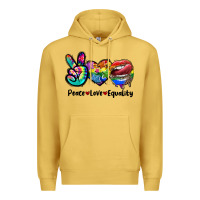 Antique Gold Peace love equality LGBT+ Premium Hoodie - CowGirlArtShop