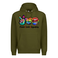 Army Green Peace love equality LGBT+ Premium Hoodie - CowGirlArtShop