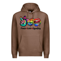 Chestnut Peace love equality LGBT+ Premium Hoodie - CowGirlArtShop
