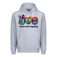 Heather Grey Peace love equality LGBT+ Premium Hoodie - CowGirlArtShop