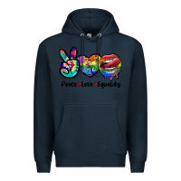 Navy Peace love equality LGBT+ Premium Hoodie - CowGirlArtShop
