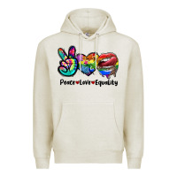 Oatmeal Heather Peace love equality LGBT+ Premium Hoodie - CowGirlArtShop