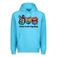 Ocean Blue Peace love equality LGBT+ Premium Hoodie - CowGirlArtShop
