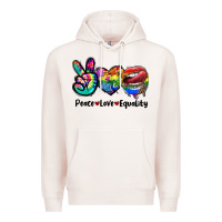 Pale Pink Peace love equality LGBT+ Premium Hoodie - CowGirlArtShop