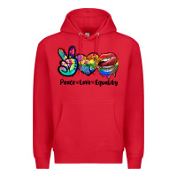 Red Peace love equality LGBT+ Premium Hoodie - CowGirlArtShop