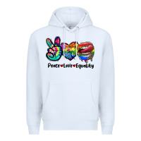 White Peace love equality LGBT+ Premium Hoodie - CowGirlArtShop