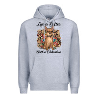 Heather Grey life is better with a chihuahua Premium Hoodie - JahusDesignShop
