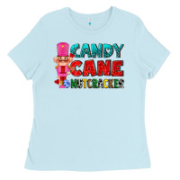 Baby Blue candy cane and pink nutcracker ado Ladies Tee - AdoDesignShop