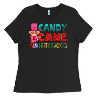 Black candy cane and pink nutcracker ado Ladies Tee - AdoDesignShop