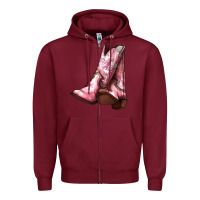 Burgundy Cowgirl boots Zipper Hoodie - HowdyJamesFarm