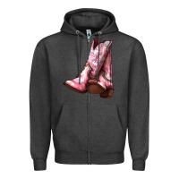 Charcoal Heather Cowgirl boots Zipper Hoodie - HowdyJamesFarm