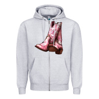 Heather Grey Cowgirl boots Zipper Hoodie - HowdyJamesFarm