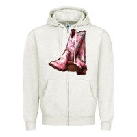 Oatmeal Heather Cowgirl boots Zipper Hoodie - HowdyJamesFarm