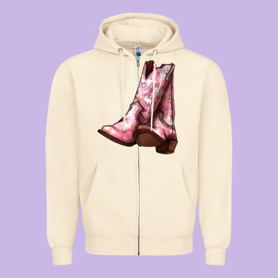 Cowgirl Boots Zipper Hoodie Designed By Howdyjamesfarm