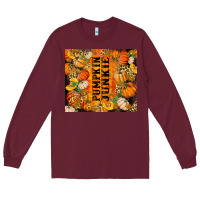 Burgundy Pumpkin Junkie Long Sleeve Tee - RanaPortraitStore