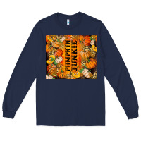 Navy Pumpkin Junkie Long Sleeve Tee - RanaPortraitStore