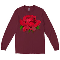 Burgundy Oklahoma Rose Illustrations Long Sleeve Tee - LillyAllenDesigns