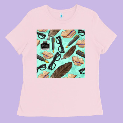 Literature Seamless Pattern Ladies Tee Designed By Bundleandbundleshop