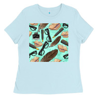 Baby Blue literature seamless pattern Ladies Tee - BundleAndBundleShop