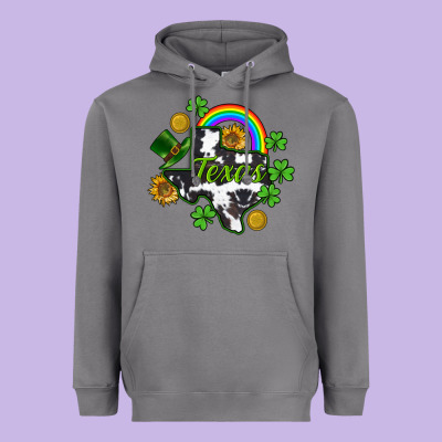 Texas Map St. Patrick's Heavyweight Hoodie Designed By Cowgirlartshop