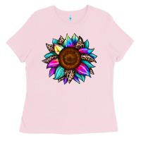 Bubblegum Pink sunflower tie dye Ladies Tee - JahusDesignShop