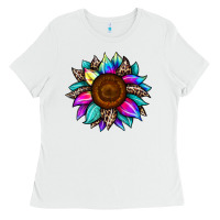 White sunflower tie dye Ladies Tee - JahusDesignShop