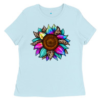 Baby Blue sunflower tie dye Ladies Tee - JahusDesignShop