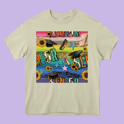 Graduation Seamless Pattern Heavy Core Tee Designed By Bundleandbundleshop