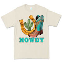 Bone howdy turquoise cowboy boots horseshoe Premium Tee - AdoDesignShop
