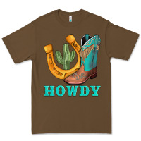 Cacao howdy turquoise cowboy boots horseshoe Premium Tee - AdoDesignShop