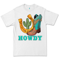 White howdy turquoise cowboy boots horseshoe Premium Tee - AdoDesignShop