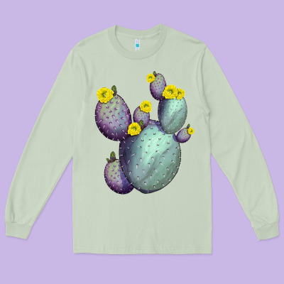Opunthia Santa Rita Cactus Long Sleeve Tee Designed By Lillyallendesigns