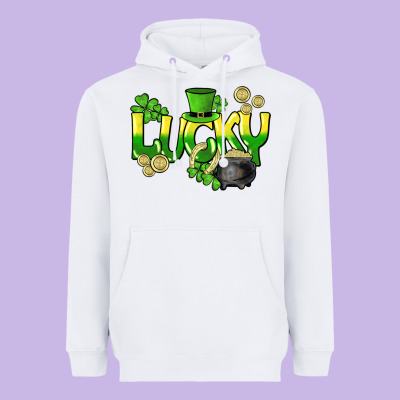Lucky St. Patrick's Day Heavyweight Hoodie Designed By Howdyjamesfarm